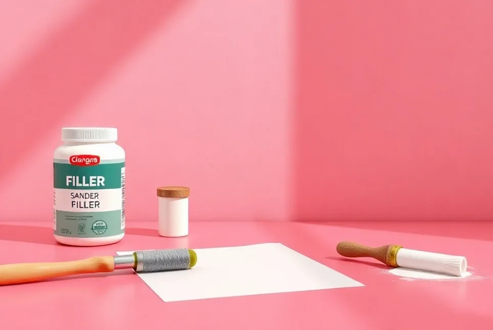 Outils de peinture disposés dans l'ordre des étapes du chantier