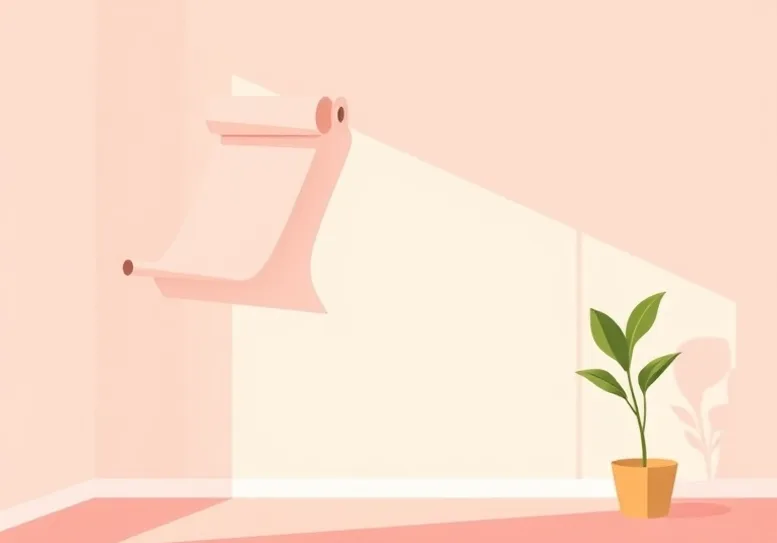 Pose de papier peint, rouleau et brosse à maroufler